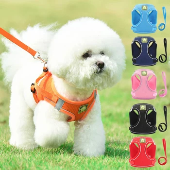Kutyahám mellény fényvisszaverő kölyökkutya macska nyakörv állítható nylon hám séta ólompórázzal kis, közepes kutyák számára XS-XL