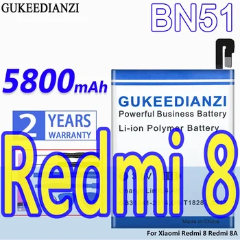  Nagy kapacitású GUKEEDIANZI akkumulátor BN51 5800mAh Xiaomi Redmi 8 / 8A készülékhez