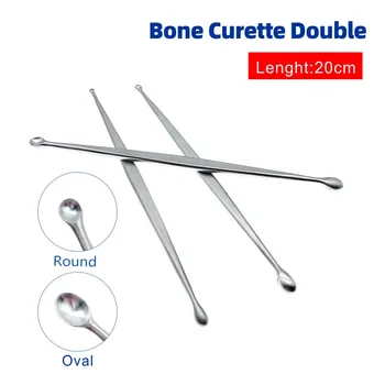 Bone Curette Double End ovális és kerek 1PCS Bone Curette rozsdamentes acél ortopédiai sebészeti műszerek