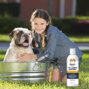300ML kutya sampon kondicionáló 2 az 1-ben kisállat sampon dezodor tusfürdő táplálja a száraz bőrt, akaridot és baktericid kisállat-ápolási terméket