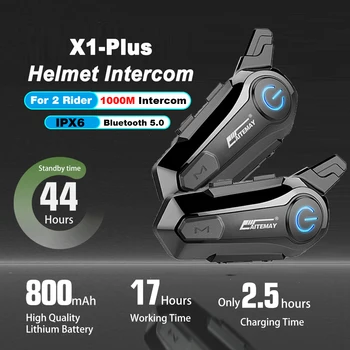X1 Plus motorkerékpár sisak kaputelefon fejhallgató Bluetooth vízálló moter interphone 2 versenyző számára 1000M interphone kommunikátor