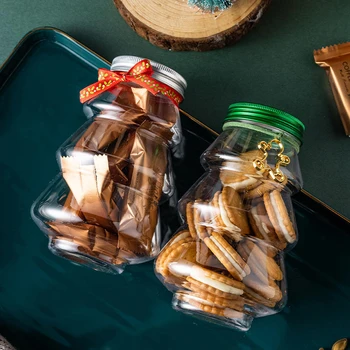 1PC 500ml karácsonyfa palackok Édes üveg Gyerekek szívessége DIY ajándék cukorka süti snack csokoládé csomagolás újévi dekorációs dobozok