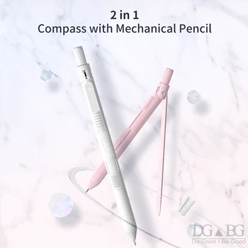 NBX iránytű ceruza készlet Matematikai geometria készlet Tanulói írószerek mechanikus ceruzával 0,7 mm-es rajzeszközök vonalzókat tartalmaz
