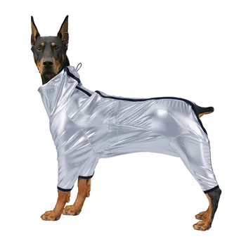 Kutya esőkabát kisállat vízálló ruhák ezüst szélálló cipzárral állítható zsinór Nagy rugalmasságú kis közepes nagy kutyák számára Macskák