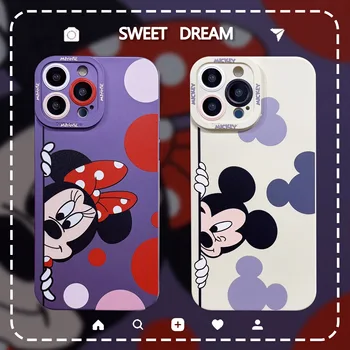 Eredeti Disney matt szilikon telefontok iPhone 14Pro Max 13 12 11 x 3D rajzfilm aranyos Mickey egér Minnie héj lencse védelem