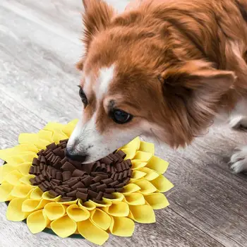 Napraforgó kutyaszőnyeg Mosható mentális stimuláció Napraforgó kutya szimatoló játékok Kisállat lassító etetés Gyűjtögető készségek Intelligencia szőnyeg