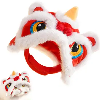 Pet Lion Dance kalap kalaphoz Őszi és téli meleg fejfedő Kínai újévi jelmez Puha meleg oroszlán táncruhák Kisállat kiegészítő