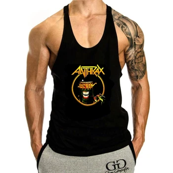 Anthrax San Bernadino California Event Show Fekete tank top férfiak Új hivatalos túra tank top férfiak 2024 Fashion Men felső póló