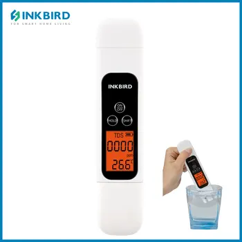 INKBIRD vízminőség-tesztelő háttérvilágítású LCD-vel 4 választható megjelenítési mód Hordozható érzékelő toll hidroponikus medencékhez Ivás