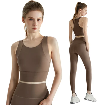 Új női sportruha ütésálló sportmelltartó Magas derékú csípőemelés Fitness leggings Gyors száraz, lélegző jóga ruharuha