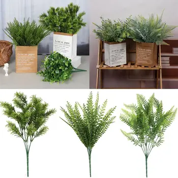 7 Villás víz fű Mesterséges növények Zöld fű műanyag virágnövény Esküvői lakberendezés Asztaldekoráció Asztaldekoráció