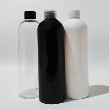 18db 400ml fehér fekete üres PET palack műanyag csavaros kupakkal kozmetikai folyékony szappantartály samponos palack illóolaj