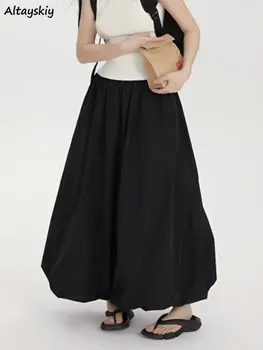 Maxi Női szoknyák Báli ruha Pure Loose Casual Koreai stílusú divat Faldas Largas Daily Spring All-match Streetwear Népszerű