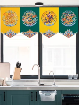 Kína Dargon rövid függöny Kínai függönyajtó háromszög zászló Konyha nyomtatás Noren ablakfüggöny Otthoni étterem dekoráció